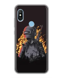 Чохол для Xiaomi Redmi 6 pro з картинкою «PUBG — вогняний силует»