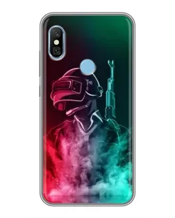 Чохол для Xiaomi Redmi 6 pro з картинкою «PUBG — вогняний воїн»