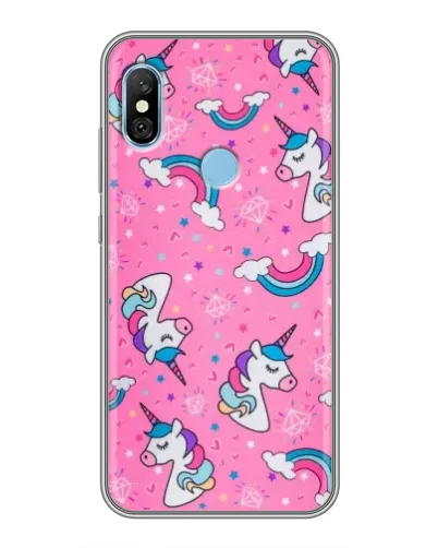 Чехол для Xiaomi Redmi 6 pro с картинкой «Unicorn паттерн розовый»