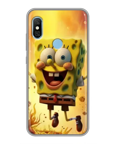 Чехол для Xiaomi Redmi 6 pro с картинкой «Губка Боб прыгает»