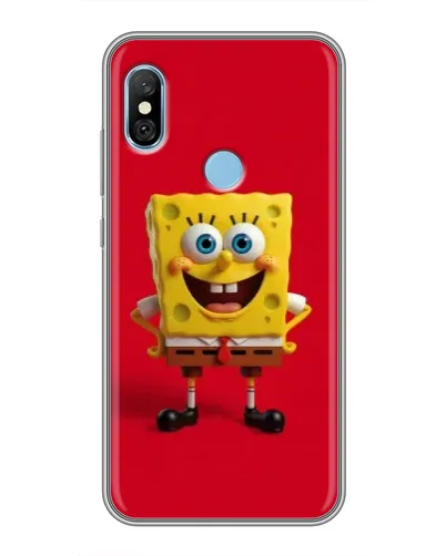 Чехол для Xiaomi Redmi 6 pro с картинкой «Спанч Боб на красном»