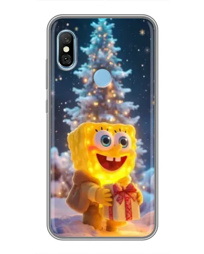 Чехол для Xiaomi Redmi 6 pro с картинкой «Рождественский Спанч Боб»