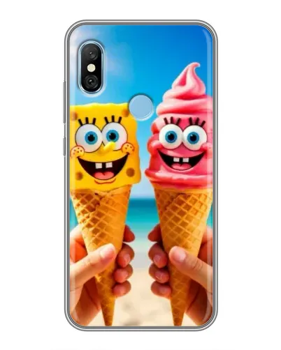 Чехол для Xiaomi Redmi 6 pro с картинкой «Спанч Боб мороженое»
