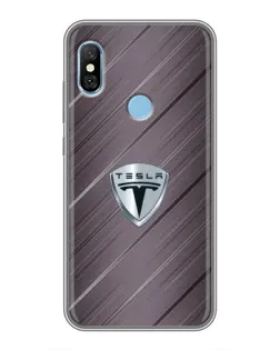 Чохол для Xiaomi Redmi 6 pro з картинкою «Металева текстура Tesla»