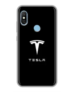 Чохол для Xiaomi Redmi 6 pro з картинкою «Tesla White Logo»