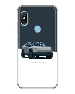 Чохол для Xiaomi Redmi 6 pro з картинкою «Сріблястий Cybertruck Tesla»
