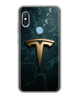 Чохол для Xiaomi Redmi 6 pro з картинкою «Мармурова Tesla Gold»