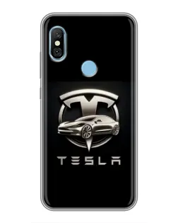 Чохол для Xiaomi Redmi 6 pro з картинкою «Tesla — срібне авто»