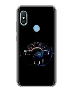 Чохол для Xiaomi Redmi 6 pro з картинкою «Салон Audi — кермо»