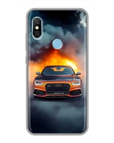 Чехол для Xiaomi Redmi 6 pro с картинкой «Audi в огненном дыму»