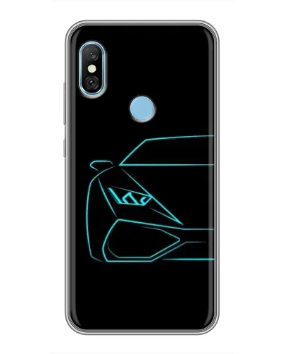 Чохол для Xiaomi Redmi 6 pro з картинкою «Блакитний силует Lamborghini»