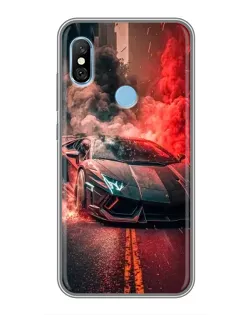 Чохол для Xiaomi Redmi 6 pro з картинкою «Lamborghini червоний дим»