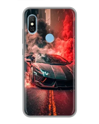 Чохол для Xiaomi Redmi 6 pro з картинкою «Lamborghini червоний дим»