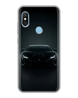 Чохол для Xiaomi Redmi 6 pro з картинкою «Чорний Lamborghini Aventador»