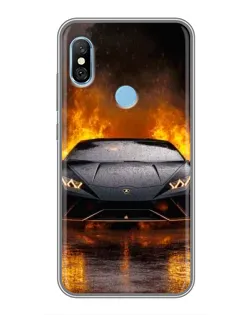 Чохол для Xiaomi Redmi 6 pro з картинкою «Lamborghini у вогні»