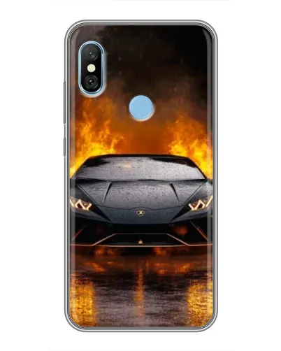 Чохол для Xiaomi Redmi 6 pro з картинкою «Lamborghini у вогні»