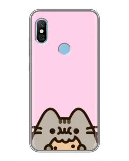 Чохол для Xiaomi Redmi 6 pro з картинкою «Pusheen та печиво»