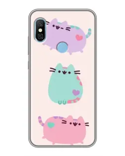 Чохол для Xiaomi Redmi 6 pro з картинкою «Pusheen тріо»