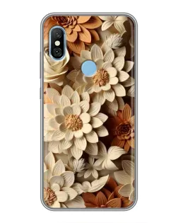 Чохол для Xiaomi Redmi 6 pro з картинкою «Бежевий флористичний декор»