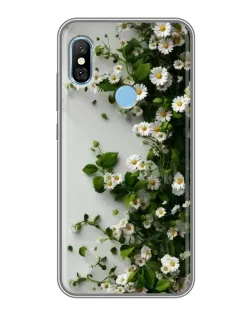 Чохол для Xiaomi Redmi 6 pro з картинкою «Гілка дрібних білих квітів»