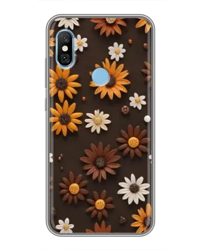 Чохол для Xiaomi Redmi 6 pro з картинкою «Візерунок з маленьких соняшників»