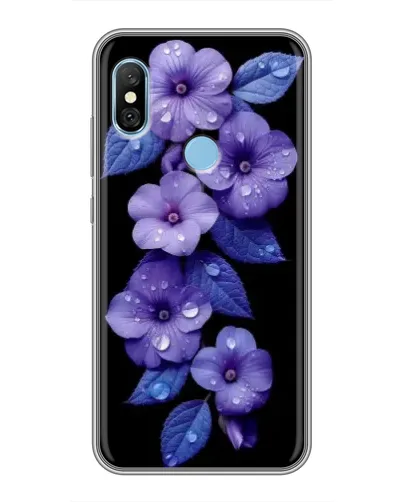 Чохол для Xiaomi Redmi 6 pro з картинкою «Фіолетові квіти з росою»