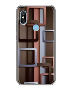 Чохол для Xiaomi Redmi 6 pro з картинкою «Коричневі об'ємні квадрати»