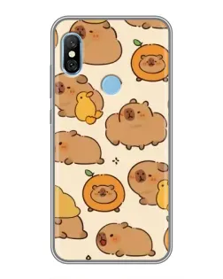 Чохол для Xiaomi Redmi 6 pro з картинкою «Капібари з апельсинами»