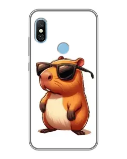 Чохол для Xiaomi Redmi 6 pro з картинкою «Капібара в окулярах»