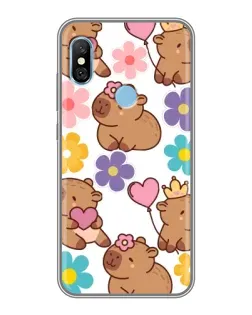 Чохол для Xiaomi Redmi 6 pro з картинкою «Квітковий паттерн капібар»