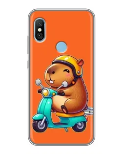 Чохол для Xiaomi Redmi 6 pro з картинкою «Капібара на скутері»