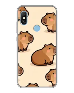 Чохол для Xiaomi Redmi 6 pro з картинкою «Паттерн милих капібар»