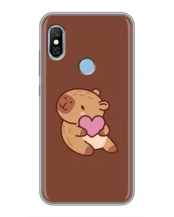 Чохол для Xiaomi Redmi 6 pro з картинкою «Капібара з серцем»