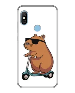 Чохол для Xiaomi Redmi 6 pro з картинкою «Капібара на самокаті»