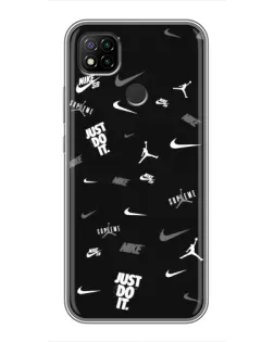 Чехол для Xiaomi Redmi 9c с картинкой «Nike Black Pattern»