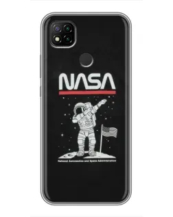 Чохол для Xiaomi Redmi 9c з картинкою «NASA — крокуємо по Місяцю»