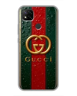 Чохол для Xiaomi Redmi 9c з картинкою «Gucci — фірмова смуга та золото»