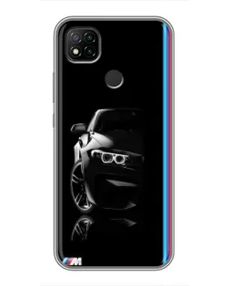 Чехол для Xiaomi Redmi 9c с картинкой «Силуэт BMW в темноте»