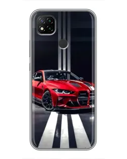 Чехол для Xiaomi Redmi 9c с картинкой «Красная BMW на дороге»