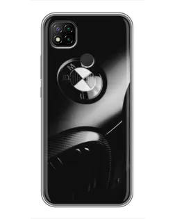 Чехол для Xiaomi Redmi 9c с картинкой «Эмблема BMW — макро»