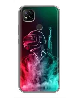 Чехол для Xiaomi Redmi 9c с картинкой «PUBG — огненный воин»