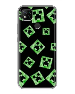 Чехол для Xiaomi Redmi 9c с картинкой «Паттерн с криперами»