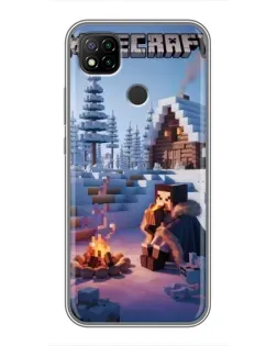 Чехол для Xiaomi Redmi 9c с картинкой «Зимний Minecraft»