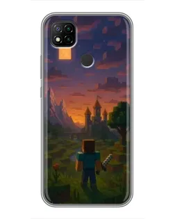 Чехол для Xiaomi Redmi 9c с картинкой «Стив у башни»