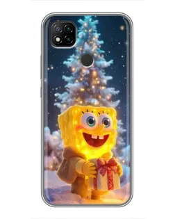 Чехол для Xiaomi Redmi 9c с картинкой «Рождественский Спанч Боб»