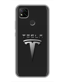 Чехол для Xiaomi Redmi 9c с картинкой «Стальной логотип Tesla»