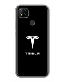 Чехол для Xiaomi Redmi 9c с картинкой «Tesla White Logo»