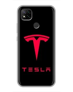 Чехол для Xiaomi Redmi 9c с картинкой «Tesla Red Logo»