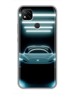 Чехол для Xiaomi Redmi 9c с картинкой «Tesla в неоне»