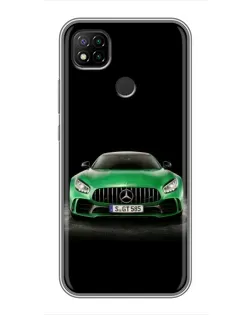 Чехол для Xiaomi Redmi 9c с картинкой «Mercedes — неоновый лого»